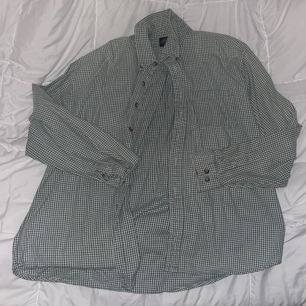 Light green and white plaid flannel